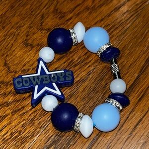 New Dallas Cowboys  Football Beaded Tumbler, Stanley cup silicone charm Bracelet